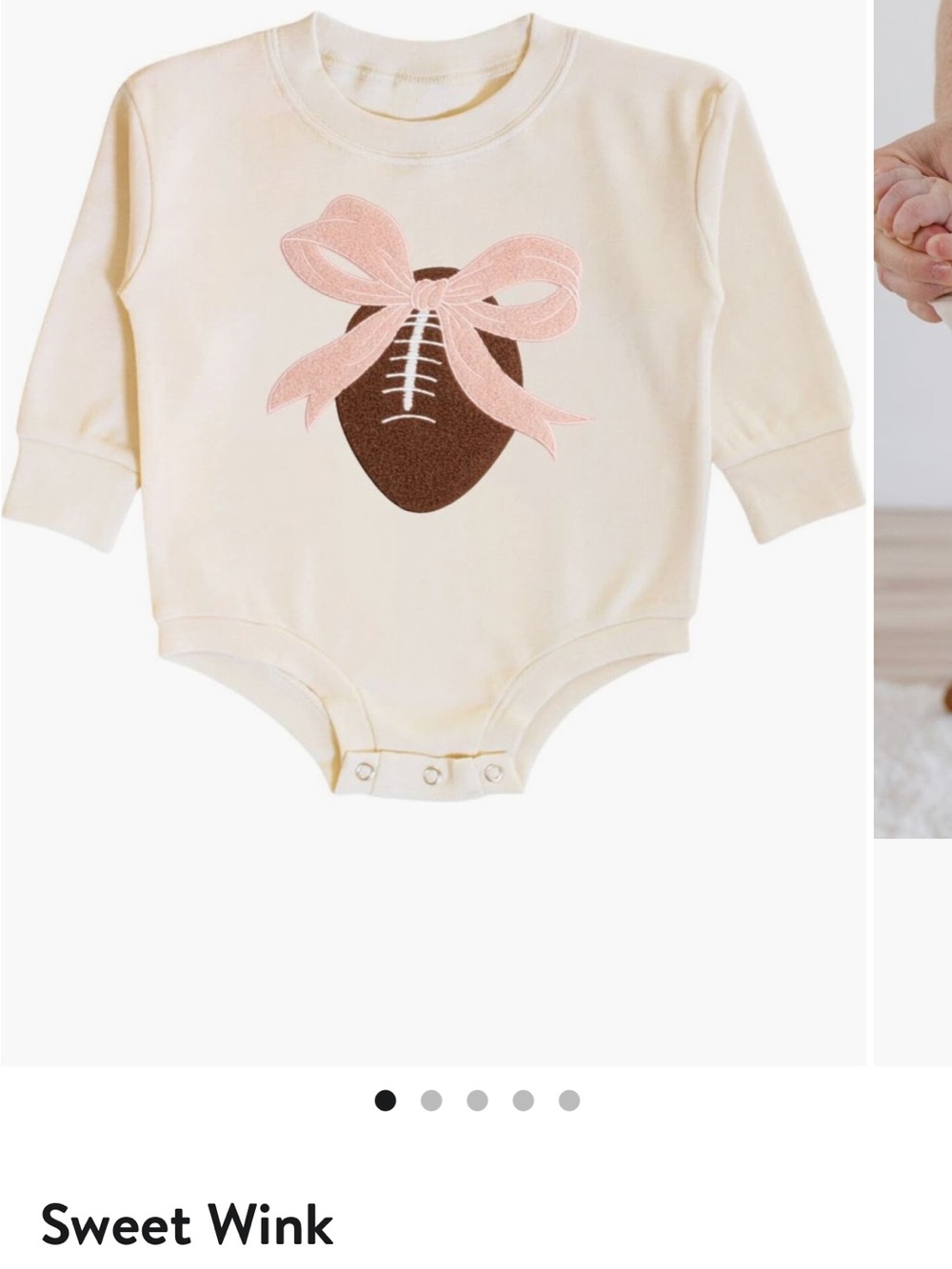 Wink Cream One-Piece with Pink Bow & Brown Football